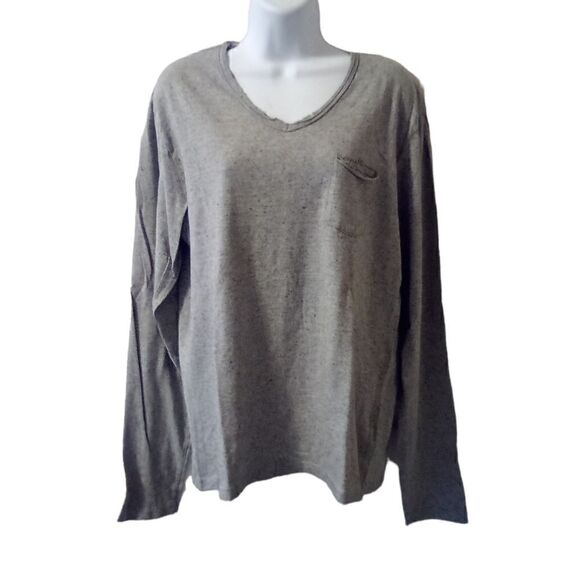 Being Human gray long sleeve V neck spread a smile Tee shirt size M - Picture 1 of 10